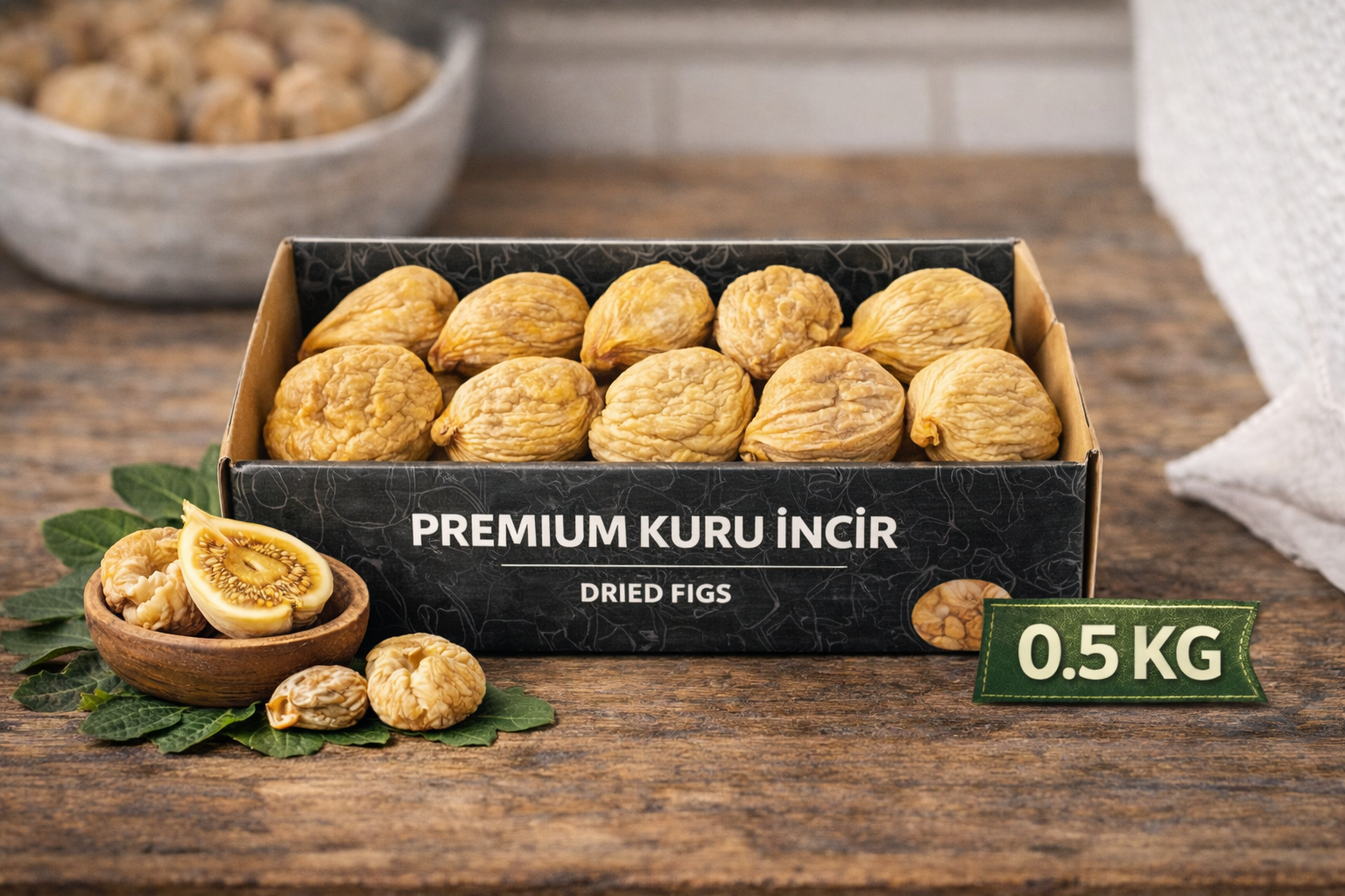 Dalında Kurumuş Sarı Ballı İnce Kabuklu Kuru İncir – 0,5 KG
