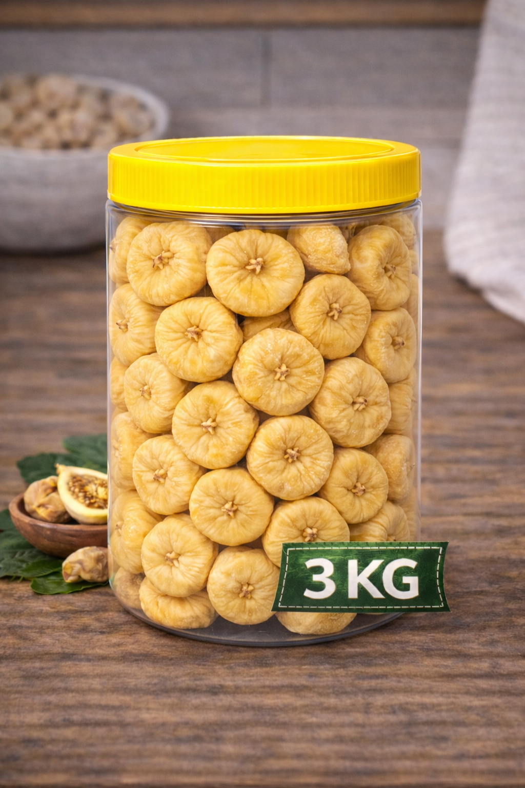 Dalında Kurumuş Sarı Ballı İnce Kabuklu Kuru İncir – 3 KG