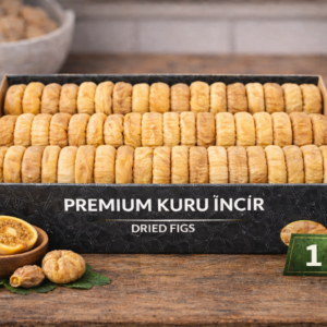 Dalında Kurumuş Sıralı Dizilmiş Sarı Ballı Kuru İncir – 1 KG